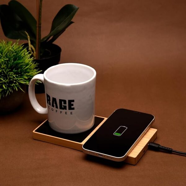 WILLOW BAMBOO 2-in-1 WIRELESS CHARGER WITH CUP WARMER